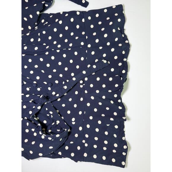 J.Crew Navy Blue Polka Dot Top - Size Medium - Picture 7 of 9